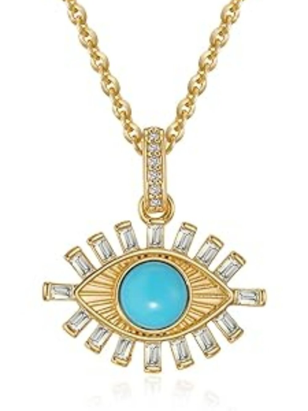 NEW Turquoise Necklace Charm Gold Pendant 14K Gold Plated Dainty Classy Fashion
